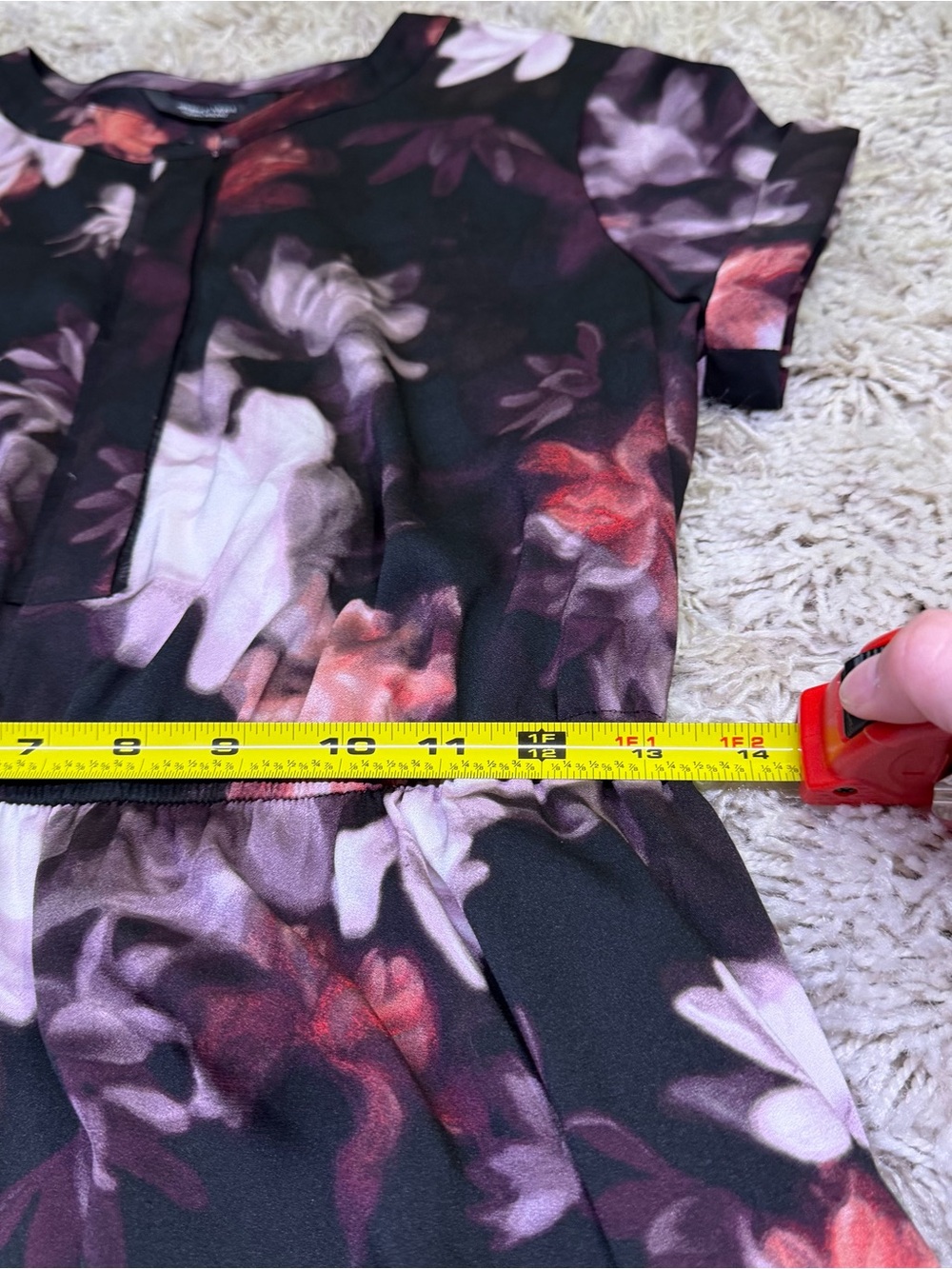 Simply Vera Vera Wang Floral High Low Midi Dress Small Short Sleeve Black - Picture 10 of 10